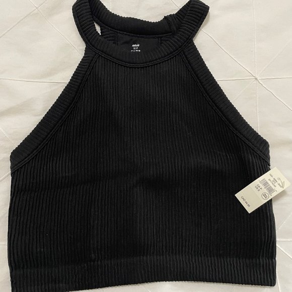 NWT Aerie Seamless High Neck Bra Top | Black | Size S - Picture 1 of 2